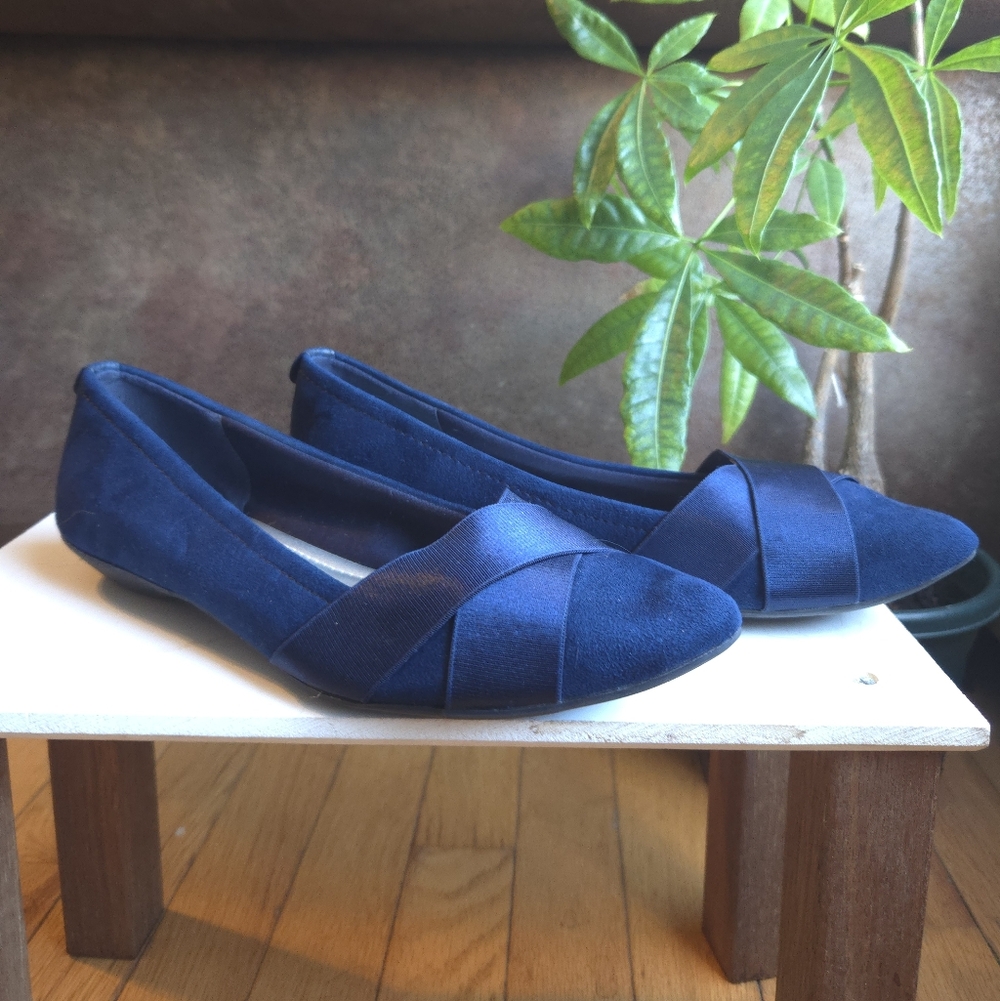 Suede Ballet Flats In Navy - Picture 3 of 7